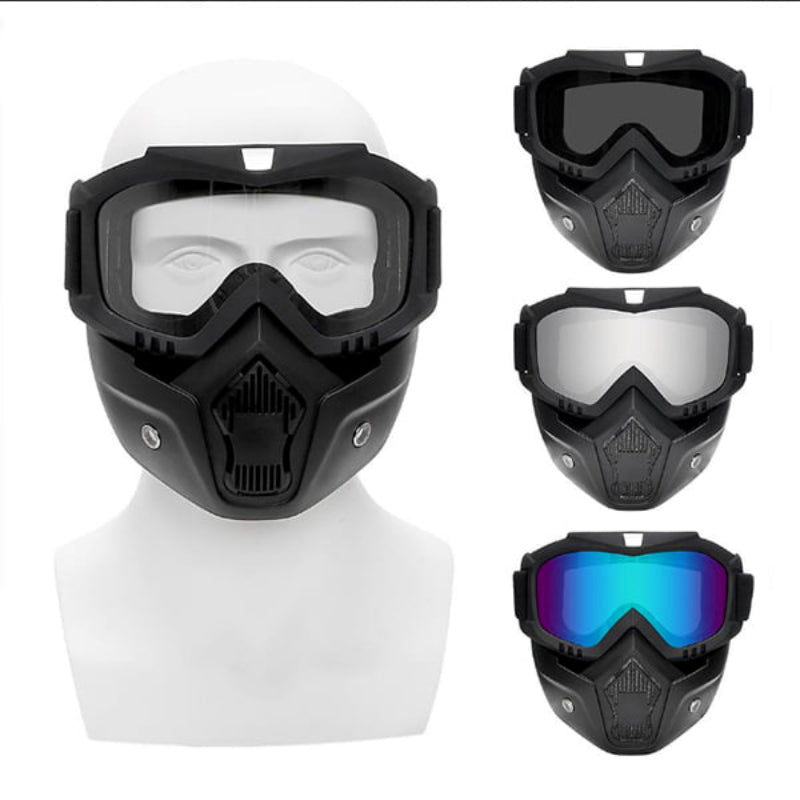 Off-Road Motorcycle Riding Goggle Mask with Detachable Face Shield & UV Protective Lens